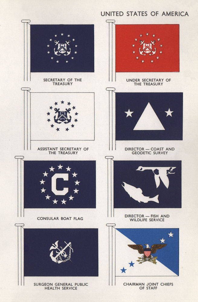 USA FLAGS Treasury Secretary Surgeon General Chairman Joint Chiefs of Staff 1958